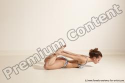 Swimsuit Gymnastic poses Woman White Moving poses Slim long brown Dynamic poses Academic